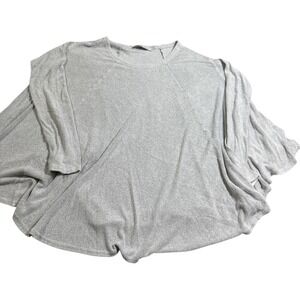 FP Beach Gray Terry Heathered Knit Oversized Dolman Sleeve Top Women's Small